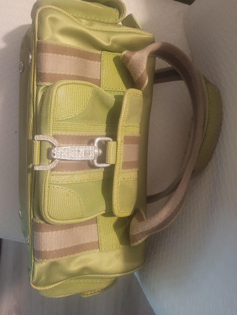 Michael Kors Green Women's Shoulder Bag with Crystal Buckle